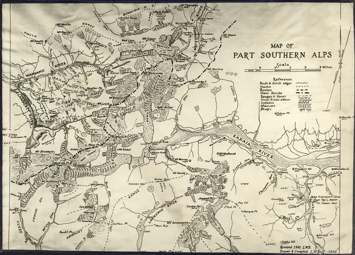New Zealand Alpine Club : Map of Part Southern Alps [facsimile]. 1961
