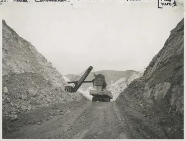 Image: Construction of Ngauranga Gorge Road, Wellington - Photograph taken by J D Pascoe