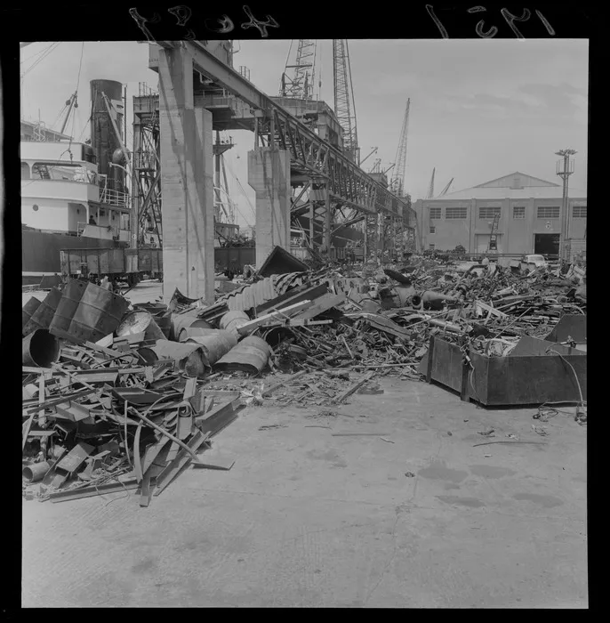 Heaps of scrap iron, being exported to Japan