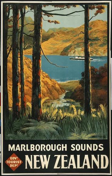Image: Mitchell, Leonard Cornwall, 1901-1971 :Marlborough Sounds, New Zealand / Govt Tourist Dept. G H Loney, Government Printer, Wellington [1934-1937].