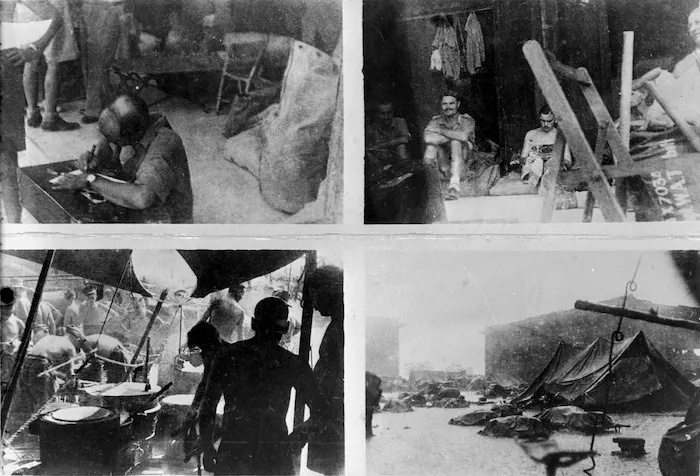 Harding, A H, fl 1942 (Photographer) : Four images taken inside a prisoner of war camp at Salarang Barracks, Singapore