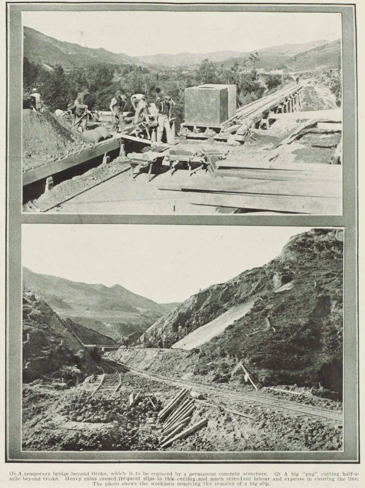 Temporary bridge and cutting at Otoko