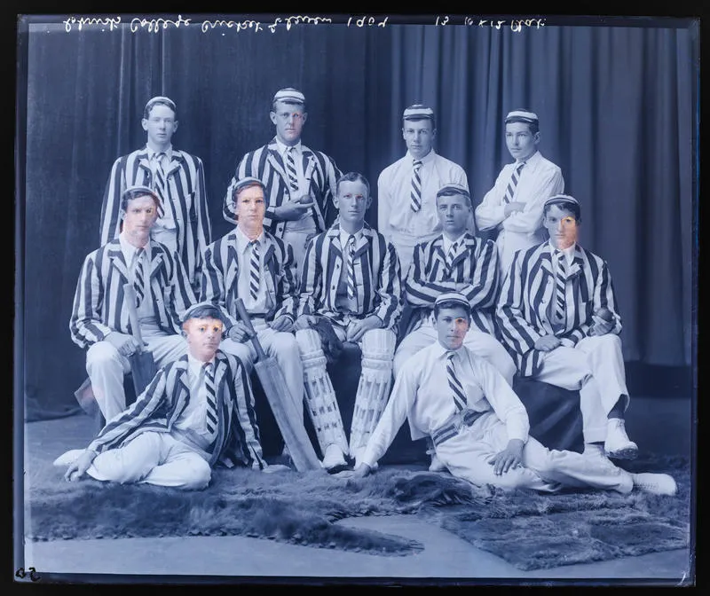 Glass Plate Negative: Christ's College, Cricket Eleven, 1907