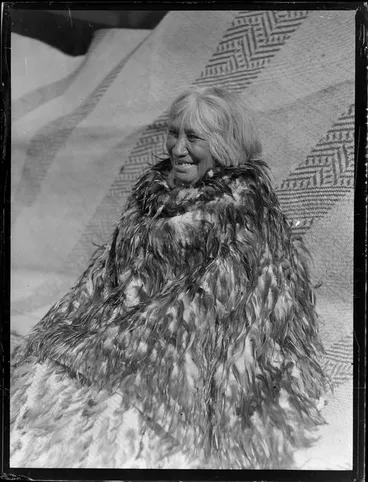 Image: Portrait of Parekura Hoko of Waihi dressed in a kahu huruhuru