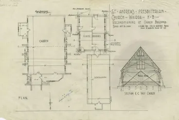 Image: Architectural plan, St Andrew's Presbyterian Church, Wairoa