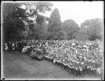 Image: Staff and students from Christ's College, Christchurch, gather with family members in Hagley Park