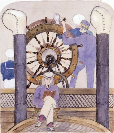 Image: Artist unknown :[Album of an officer]. [Reading on deck H. M. S. Orontes in the Atlantic, 1864]