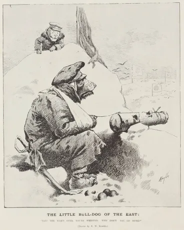 Image: The Little Bulldog of the East: 'Say: the war's over, you're whipped.Why don't you go home!'