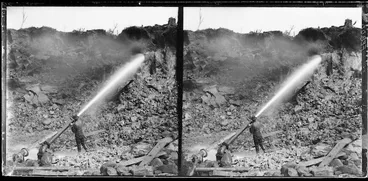 Image: Sluicing for gold at Round Hill, Southland