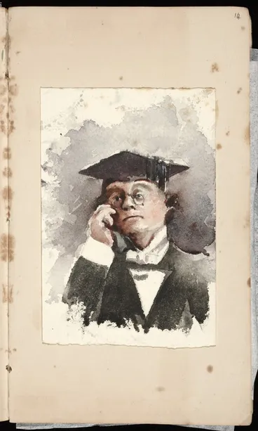 Image: [Hodgkins, Frances Mary], 1869-1947 :[Lawyer in court, Dunedin, 1890].