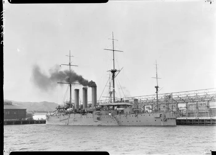 Japanese naval vessel flying flag