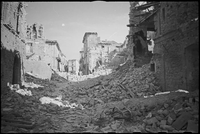 Section of the ruins of the town of Orsogna, Italy, World War II - Photograph taken by George Kaye
