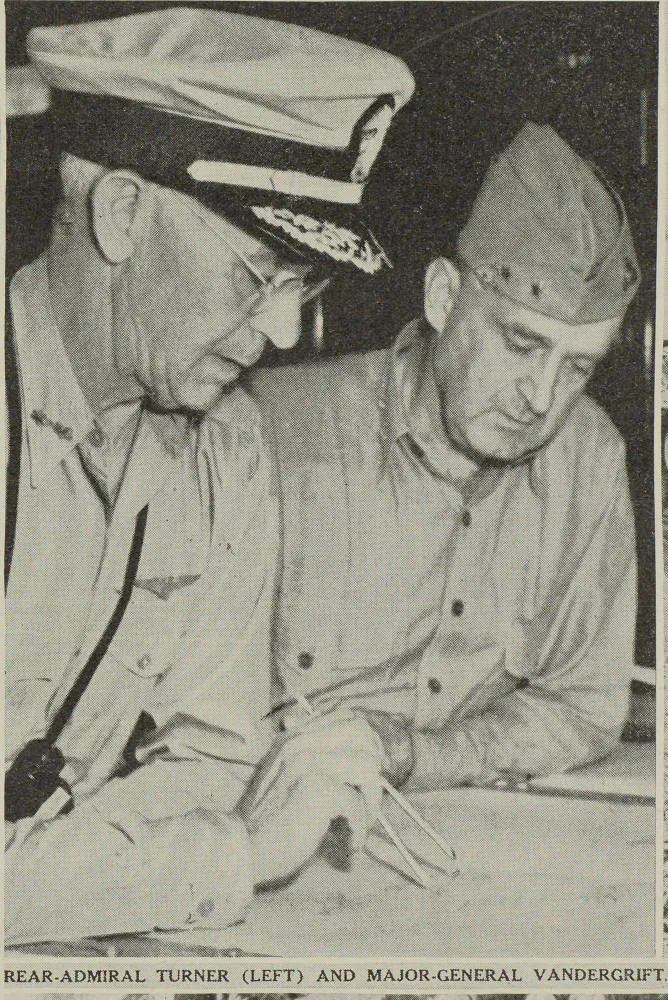 Rear-Admiral Turner (left) and Major-General Vandergrift