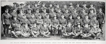 Image: New Zealand officers at the Hornchurch camp, England: Anzacs, many of whom are now probably fighting in France