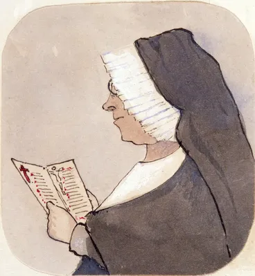 Image: Artist unknown :[Album of an officer]. A sister of 'merci' after 16 glasses of 'Phiz' on board M. J. S. S. Alphee. [1863?]