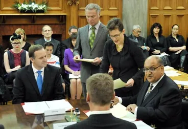 Swearing in John Key's cabinet Image: Swearing in John Key's cabinet