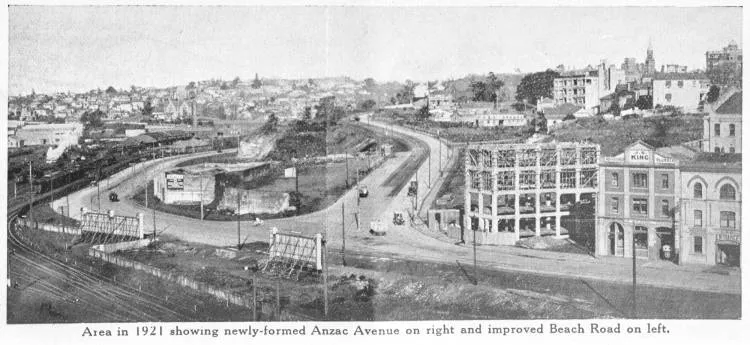 Beach Road and Anzac Avenue, Auckland Central, 1921