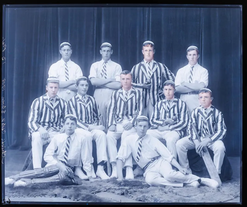 Glass Plate Negative: Christ's College, Cricket Eleven, 1908