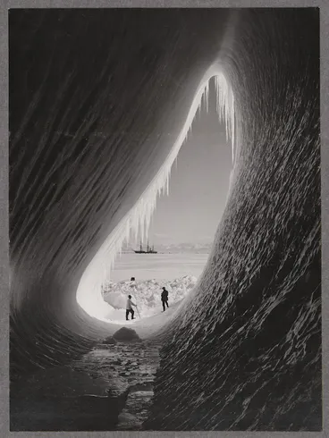 Image: Grotto in an iceberg, photographed during the British Antarctic Expedition of 1911-1913