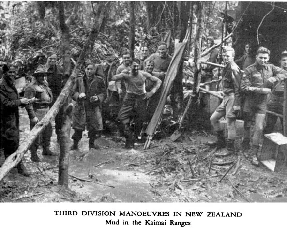 Third Division Manoeuvres in New Zealand. Mud in the Kaimai Range