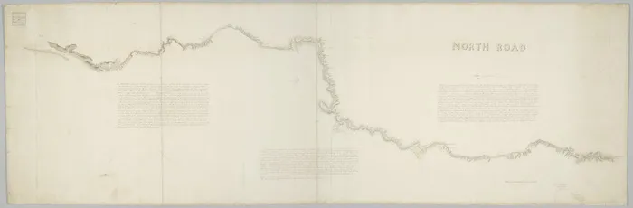 Fitzgerald, Thomas Henry, 1824-1888: North Road [ms map]. [Johnsonville to near Paekakariki] (signed) A.H. Russell, Captn 58th Reg[imen]t, Sup[erintenden]t of Mil[itar]y Roads [1849].