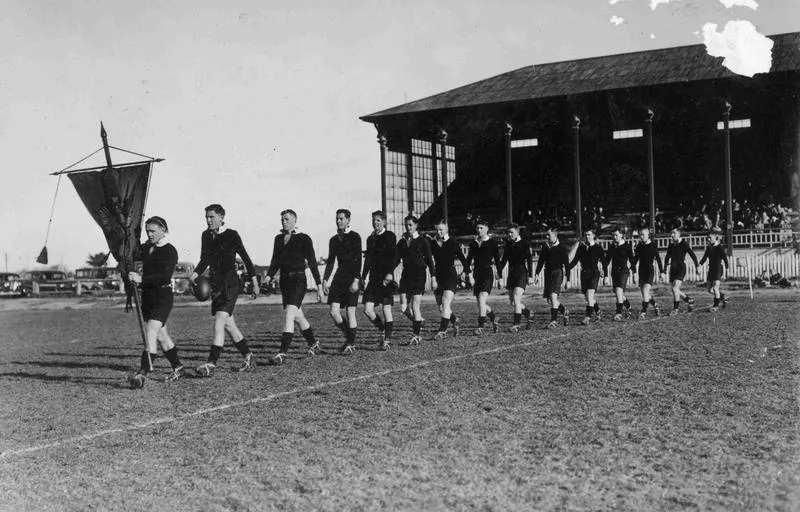 First fifteen marching onto the  A & P showgrounds