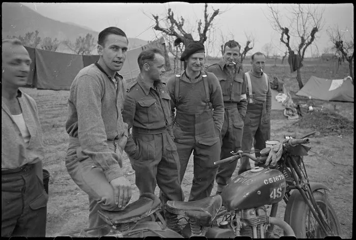 NZ Infantry soldiers rest behind the lines on the Cassino Front, Italy, World War II - Photograph taken by George Kaye