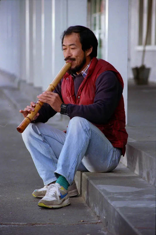 Yoshi Tanaka playing the shakuhachi