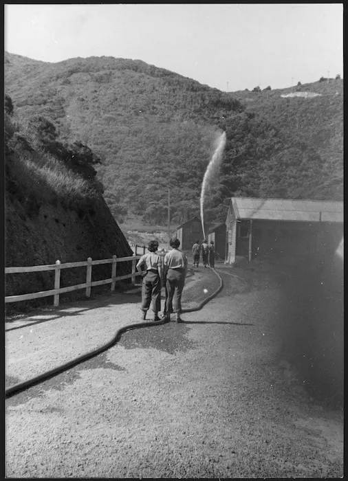 WAAC Camp fire brigade practice, Miramar, Wellington