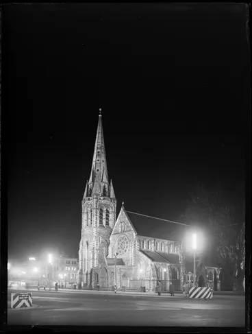 Image: Christchurch Cathedral at night, Christchurch, Canterbury Region