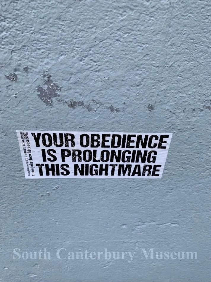 Covid-19 anti-lockdown protest sticker, Timaru