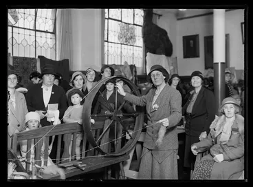 Image: Elizabeth Jerome Spencer demonstrating spinning