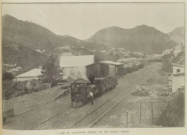 Image: A VIEW OF KARANGAHAKE, SHOWING THE NEW RAILWAY STATION