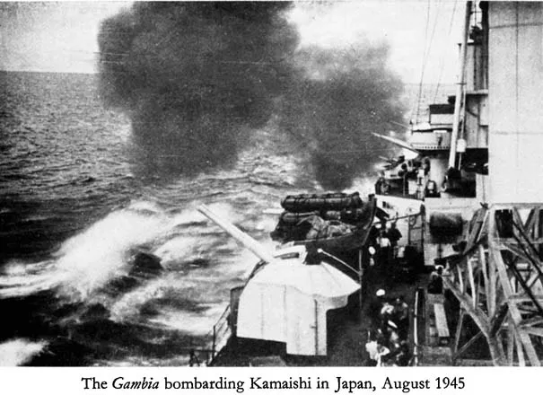 The Gambia bombarding Kamaishi in Japan, August 1945