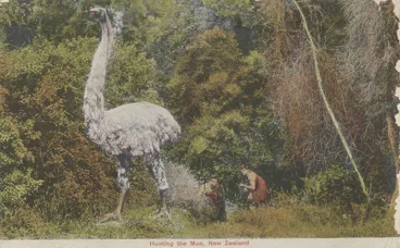 Image: Postcard, Hunting the Moa, New Zealand