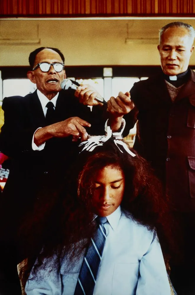Pacific Islanders' Church, Mangere, Auckland. Hair Cutting Ceremony 1981. From the series: Polynesia Here and There