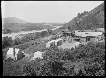 Image: View of the Belmont Quarry Company buildings, and the Hutt River.