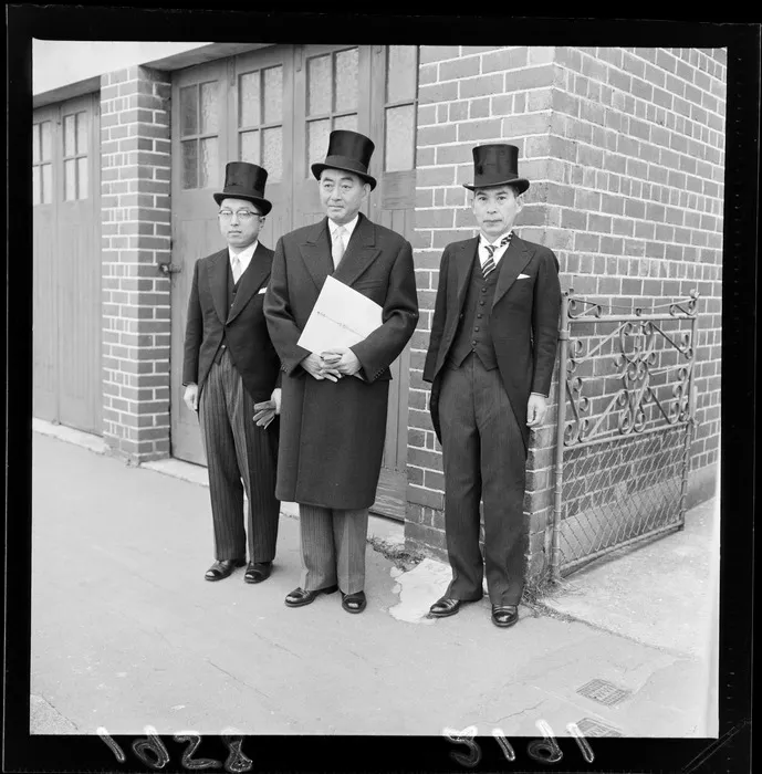 Japanese diplomats presenting credentials at Government House, Wellington