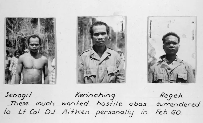 Photographs of Orang Asli fighters after surrendering, Malaya