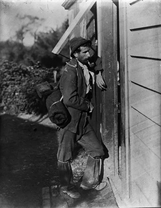 Swagger leaning against hut