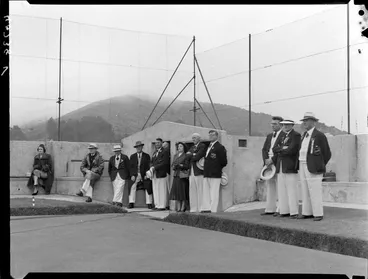Image: Group at lawn bowls function, 1950