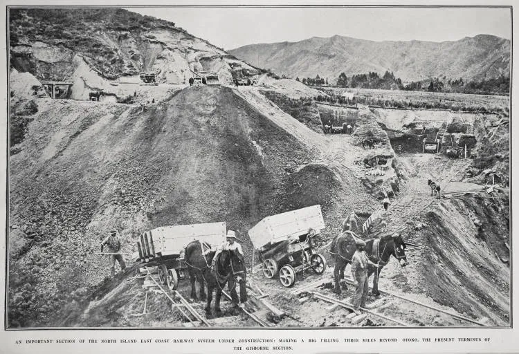 An Important Section Of The North Island East Coast Railway System Under Construction