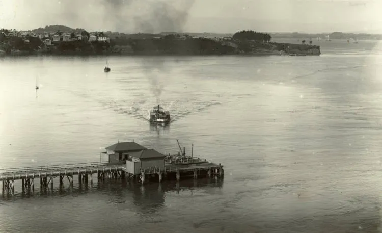 Ferry approaching Birkenhead Wharf.
