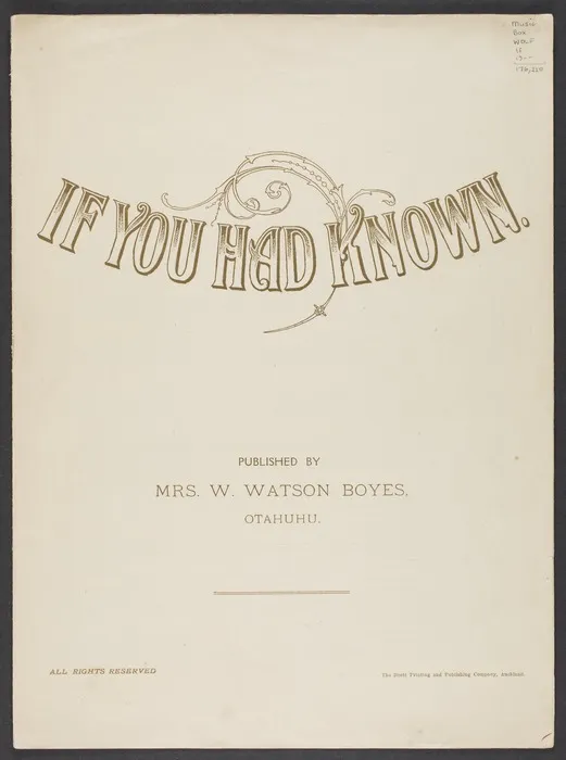 If you had known / music by F. Wolfgang.