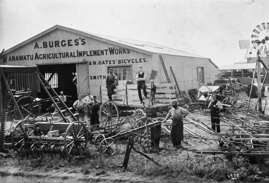 A Burges's Manawatu Agricultural Implement Works & N Oates' Bicycles