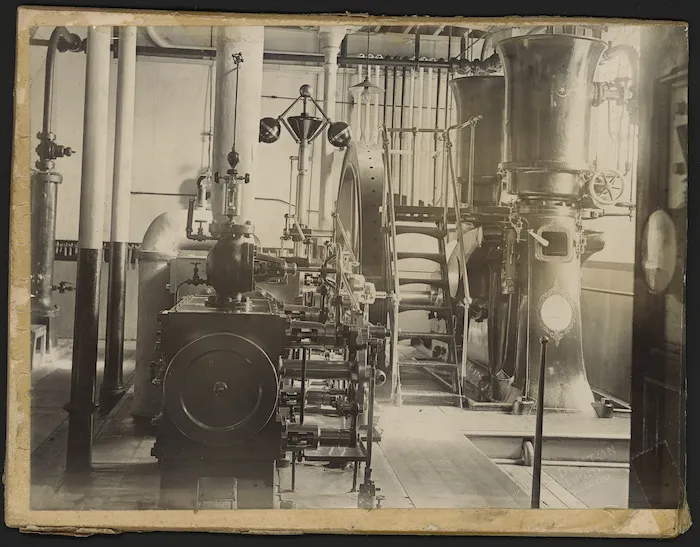 Machinery inside the Wellington Meat Export Company, Ngauranga Gorge