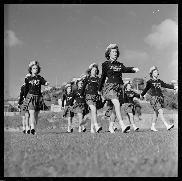 Leader and nine girls from the Sargettes marching team
