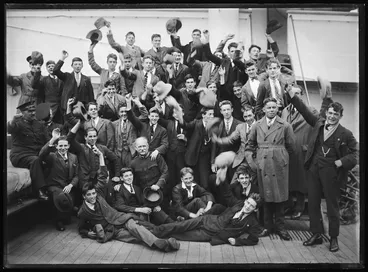 Image: Young male British immigrants arriving in New Zealand