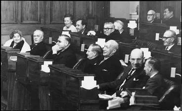 Image: Labour Members of Parliament at the opening of a new session of Parliament - Photograph taken by M J Hill