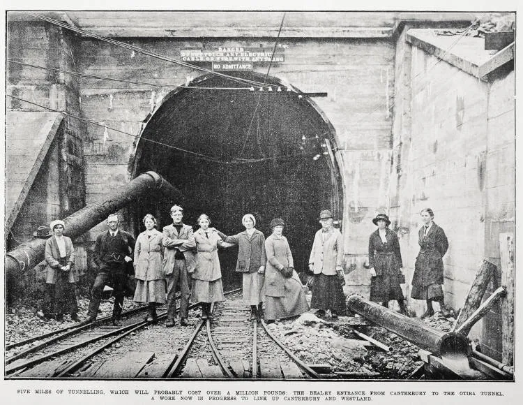 Five miles of tunnelling, which will probably cost over a million pounds: the Bealey entrance from Canterbury to the tunnel. A work now in progress to link up Canterbury and Westland